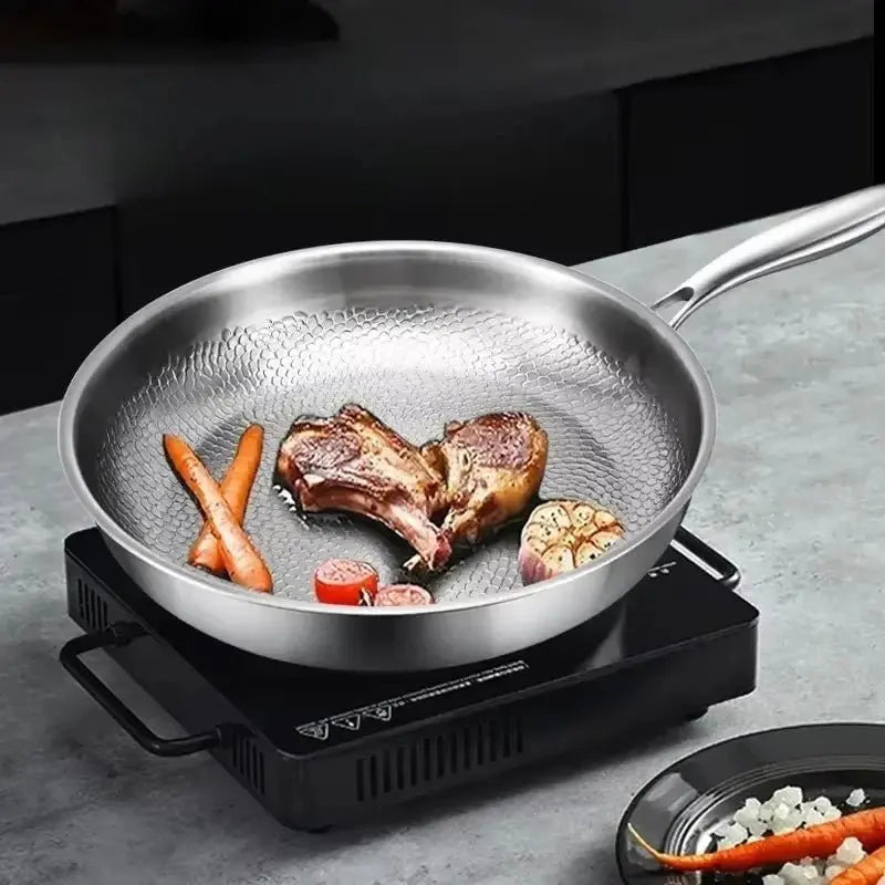 Nonstick Frying Pan Hammered Titanium Coating for Induction Gas Electric 11 in 12 in Skillet Even Heat Distribution PFOA-Free Scratch-Resist