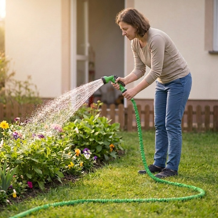 Expandable Garden Hose 25 ft to 200 ft with 7-Pattern Spray Nozzle for Yard Watering Car Wash Pet Bathing