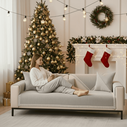 Quilted Furniture Protector 28 x 59 in Non-Slip Cotton Blend Couch Cover for Sofa Seats Armrests Backrests Pet-Friendly Sectional Loveseat S