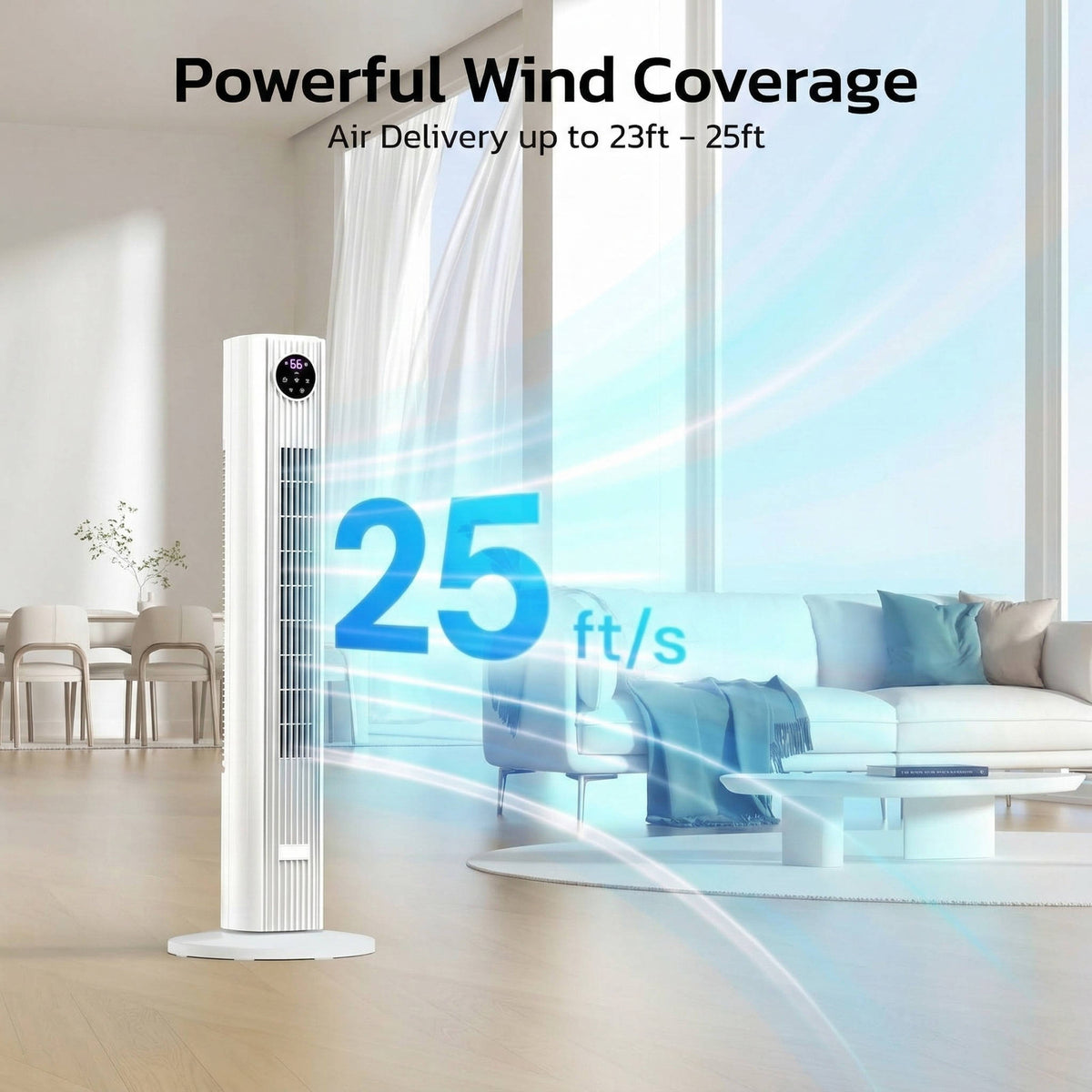 Tower Fan with Remote Control 4-Speed Oscillating Bladeless Air Circulator Quiet Sleep Mode 12-Hour Timer for Bedroom Living Room