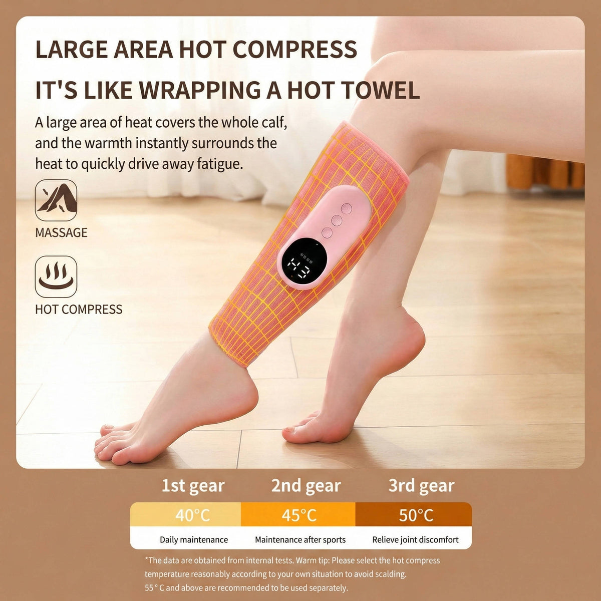 Calf Relief | Air Compression Leg Massager with Adjustable Heat | Soothing Relaxation for Tired Legs
