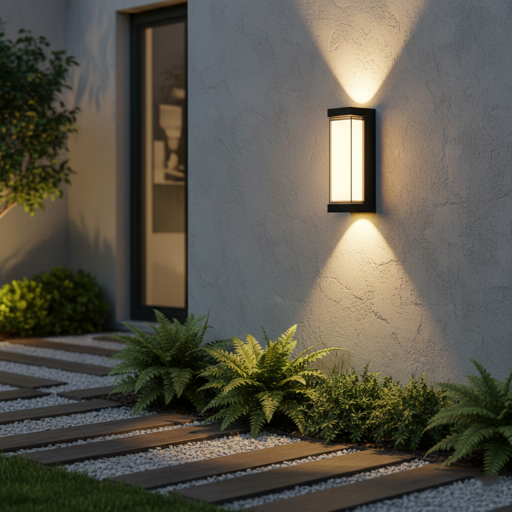 Outdoor Sconce Fixture 10.6 in Black Waterproof Bidirectional Beam for Exterior Walls Entrance Porch Garden Pathway Architectural Accent IP6