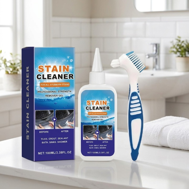 Heavy-Duty Gel Cleaner for Grout and Caulk with Applicator Brush 3.4 fl oz for Showers Kitchens Tiled Surfaces