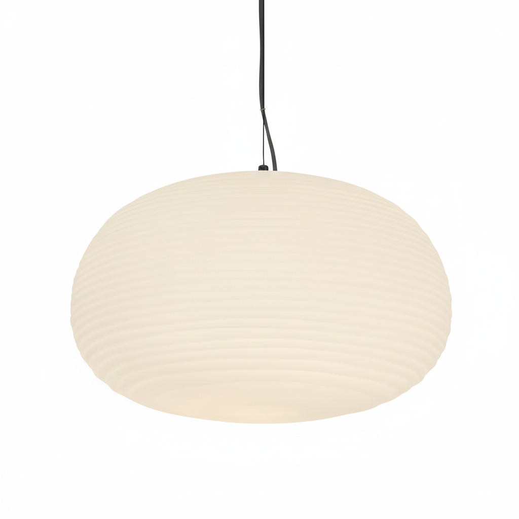 Frosted Glass Hanging Light Fixture with Ribbed Texture | Adjustable Ceiling Lamp for Dining Room Kitchen Island Cafe Restaurant Home | LED