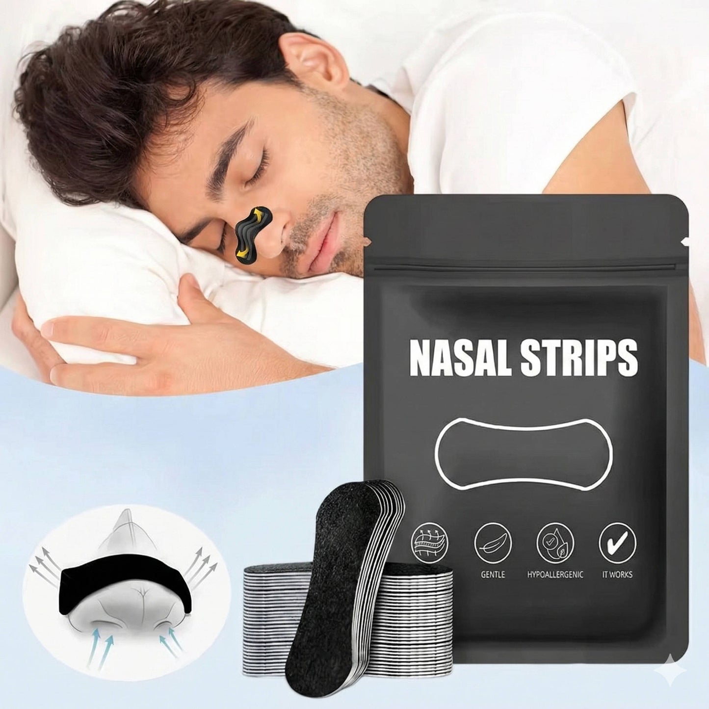 Comfortable Nighttime Nasal Strips for Easy Breathing - Ortekor