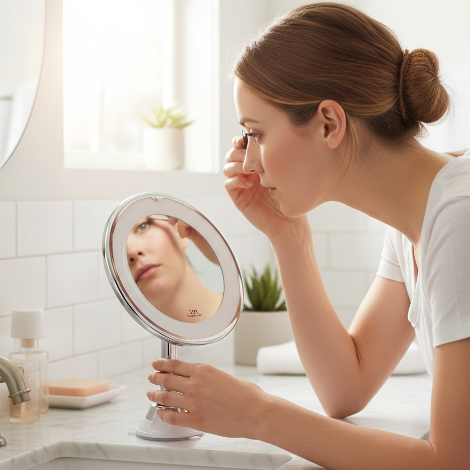Zelyria | Vanity Mirror with LED Lights and 10x Magnification | Precision Makeup Application for Flawless Beauty