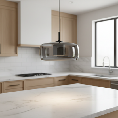 Glass Hanging Ceiling Fixture with Adjustable Cord for Dining Tables & Kitchen Islands | Color-Tunable LED Modern Farmhouse Style