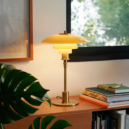 Modern Table Lamp with Triple Glass Shades – Sculptural Accent Light with Rotary Dimmer for Bedroom, Office & Living Room