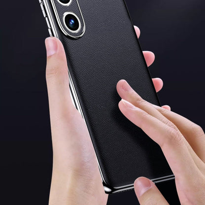 Premium Cowhide Phone Case for Samsung Galaxy with Metal Frame Wireless Charging Compatible