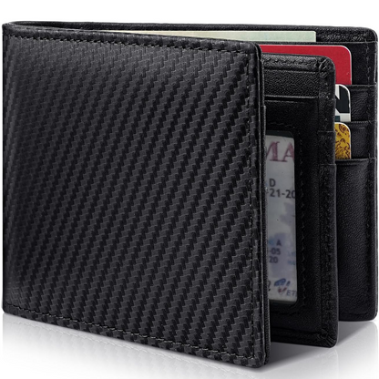 Mens Wallet with RFID Protection, RFID Blocking Wallet, Slim Bifold Leather Wallet with 13 Card Slots and ID Window