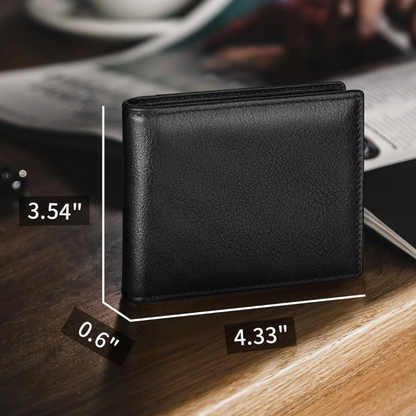 Mens Wallet with RFID Protection, RFID Blocking Wallet, Slim Bifold Leather Wallet with 13 Card Slots and ID Window