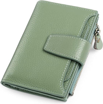 Mens Wallet, Womens Wallet with Zip Coin Pocket, Genuine Leather RFID Blocking Wallet with 14 Card Slots and ID Windows