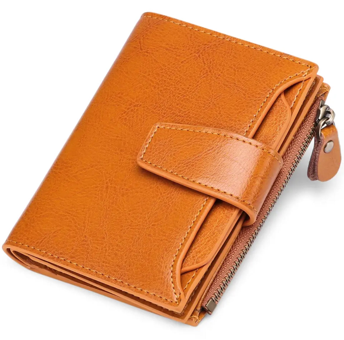 Mens Wallet, Womens Wallet with Zip Coin Pocket, Genuine Leather RFID Blocking Wallet with 14 Card Slots and ID Windows