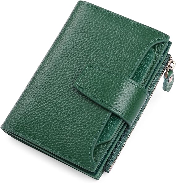 Mens Wallet, Womens Wallet with Zip Coin Pocket, Genuine Leather RFID Blocking Wallet with 14 Card Slots and ID Windows