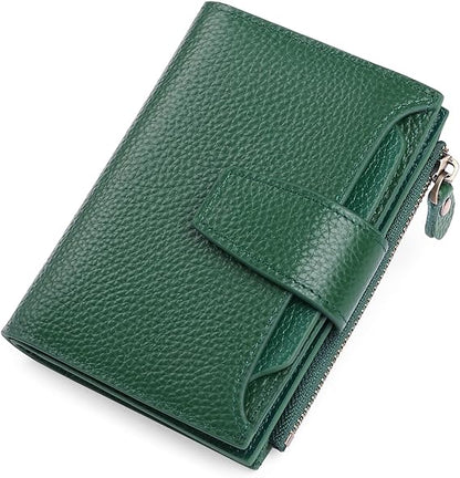 Mens Wallet, Womens Wallet with Zip Coin Pocket, Genuine Leather RFID Blocking Wallet with 14 Card Slots and ID Windows