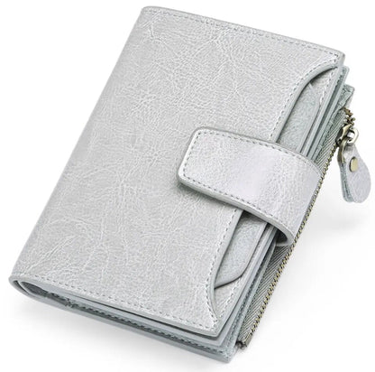 Mens Wallet, Womens Wallet with Zip Coin Pocket, Genuine Leather RFID Blocking Wallet with 14 Card Slots and ID Windows
