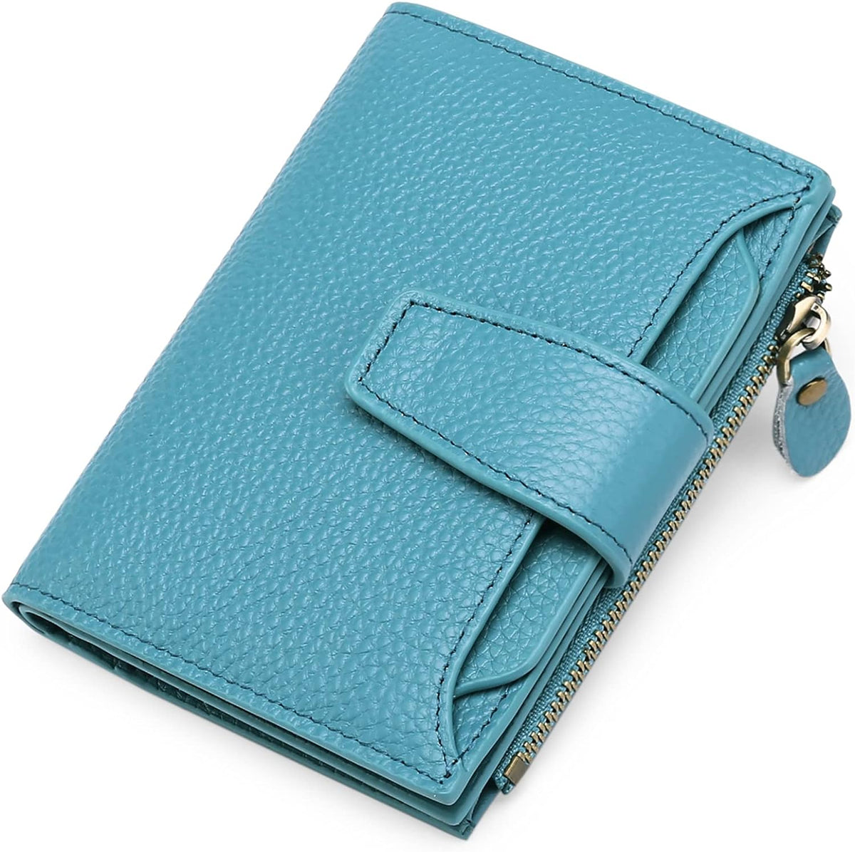 Mens Wallet, Womens Wallet with Zip Coin Pocket, Genuine Leather RFID Blocking Wallet with 14 Card Slots and ID Windows