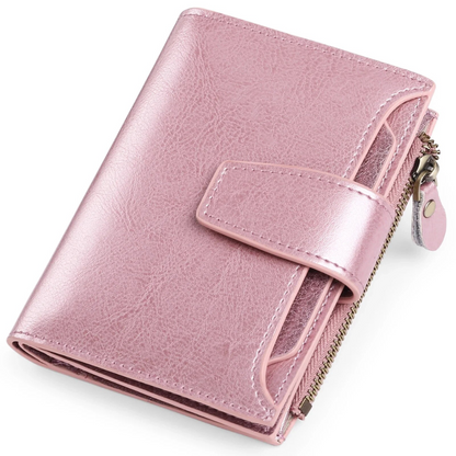 Mens Wallet, Womens Wallet with Zip Coin Pocket, Genuine Leather RFID Blocking Wallet with 14 Card Slots and ID Windows