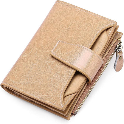 Mens Wallet, Womens Wallet with Zip Coin Pocket, Genuine Leather RFID Blocking Wallet with 14 Card Slots and ID Windows