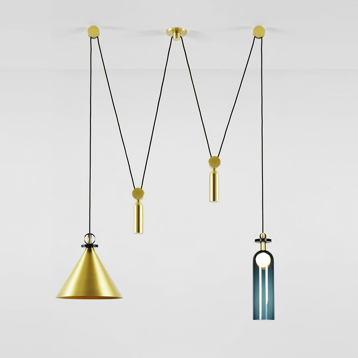 Modular Sculptural Ceiling Light with Adjustable Sections & Custom Finish Options for Dining Room Kitchen Living Room
