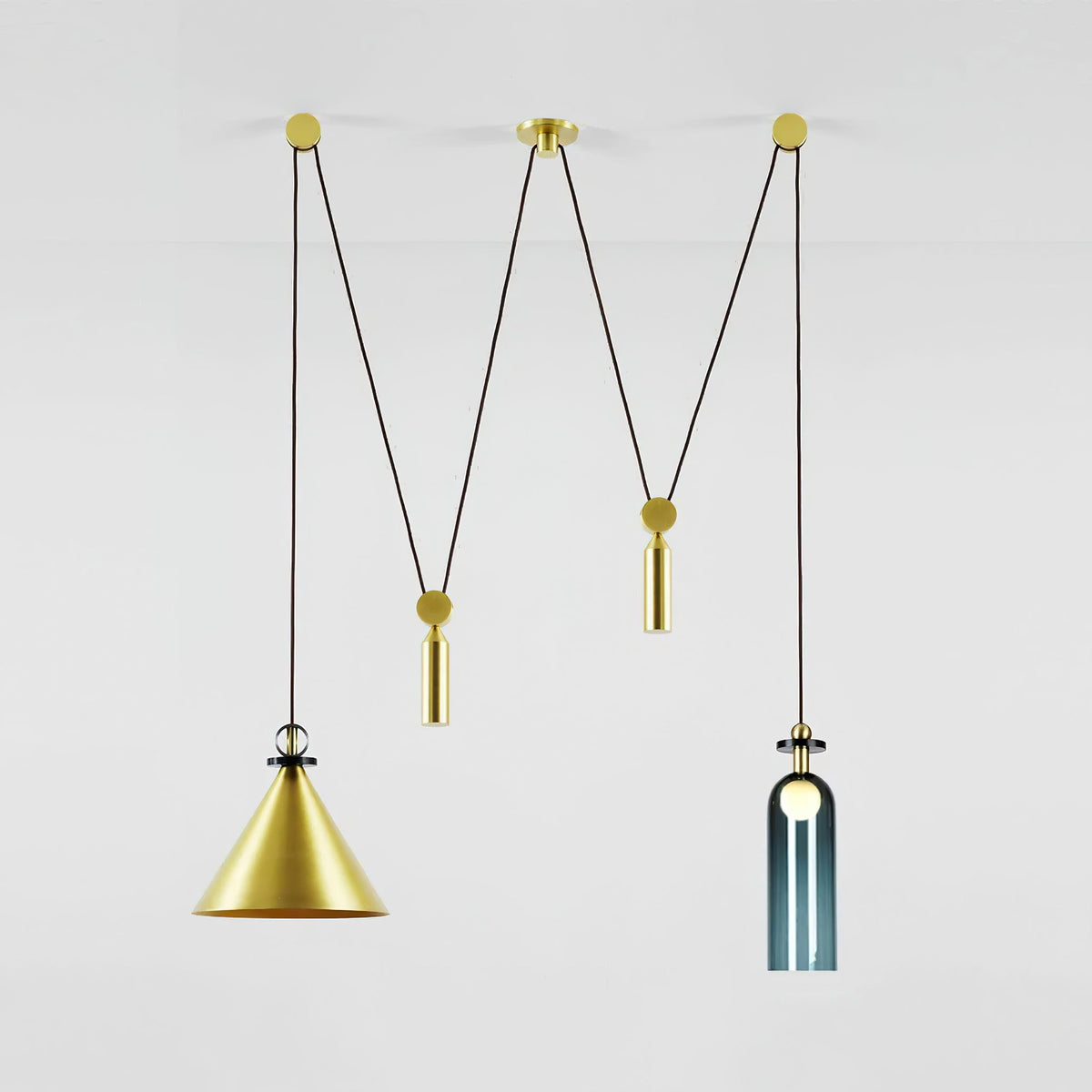 Modular Sculptural Ceiling Light with Adjustable Sections & Custom Finish Options for Dining Room Kitchen Living Room