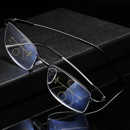 Progressive Reading Glasses with Blue Light Filter – Multi-Zone Adaptive Lenses for Near & Far Vision, Computer Work & Driving