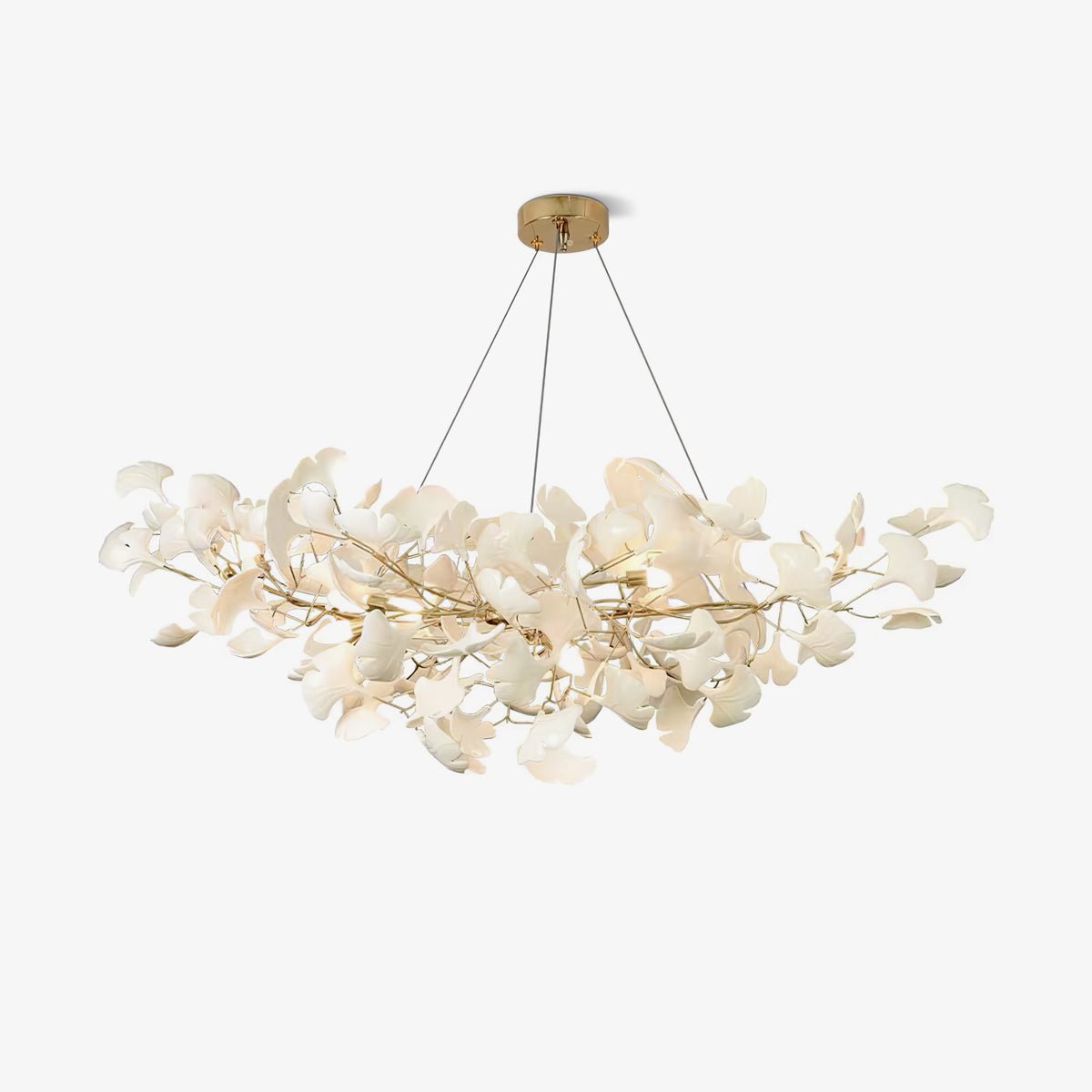 Ceramic Leaf Chandelier with Adjustable Height LED – Modern Organic Hanging Light for Dining Room, Kitchen Island & Living Room