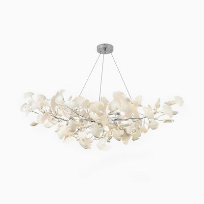 Ceramic Leaf Chandelier with Adjustable Height LED – Modern Organic Hanging Light for Dining Room, Kitchen Island & Living Room