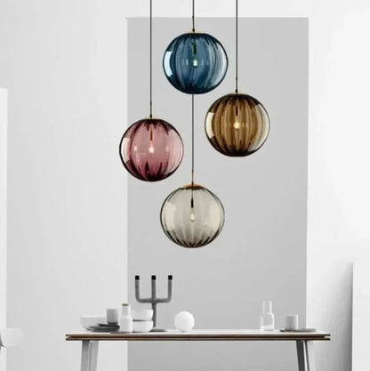LED Globe Hanging Light Fixture Contemporary Smoked Glass Orb Ceiling Lamp for Kitchen Island Dining Table Entryway Bar Restaurant Modern Su