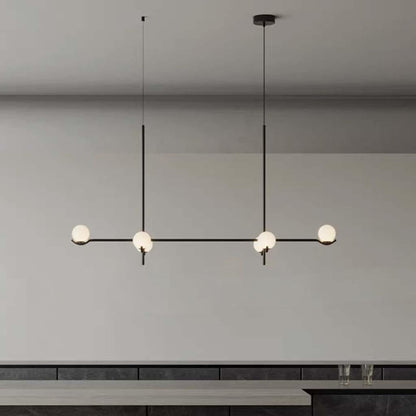 Multi-Globe Hanging Fixture with Adjustable LED Lighting for Dining Areas, Bedrooms & Entryways – Metal Frame with Glass Spheres in Black or