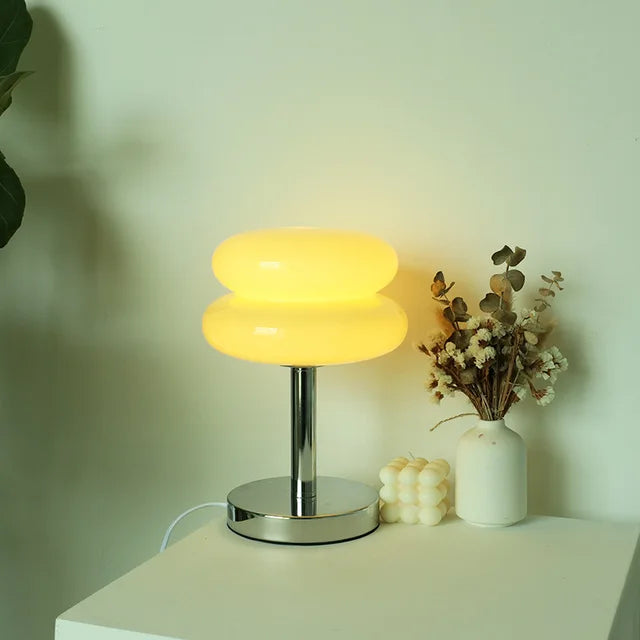 Colorful Glass Bedside Lamp LED Night Light for Kids Room Nursery Baby Bedroom Table Lamp Soft Glow Nightstand Lighting USB Powered Accent