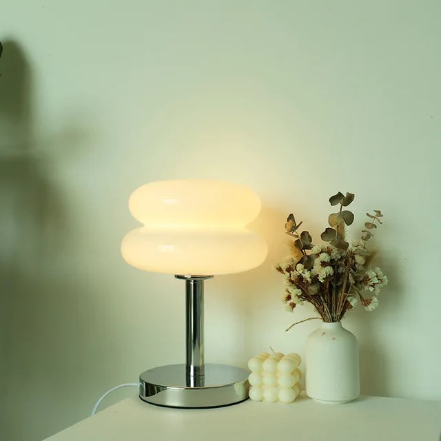 Colorful Glass Bedside Lamp LED Night Light for Kids Room Nursery Baby Bedroom Table Lamp Soft Glow Nightstand Lighting USB Powered Accent
