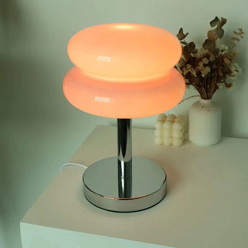 Colorful Glass Bedside Lamp LED Night Light for Kids Room Nursery Baby Bedroom Table Lamp Soft Glow Nightstand Lighting USB Powered Accent