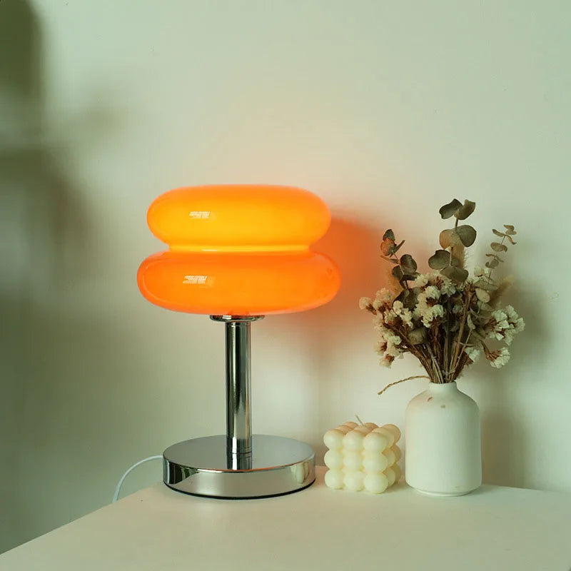 Colorful Glass Bedside Lamp LED Night Light for Kids Room Nursery Baby Bedroom Table Lamp Soft Glow Nightstand Lighting USB Powered Accent
