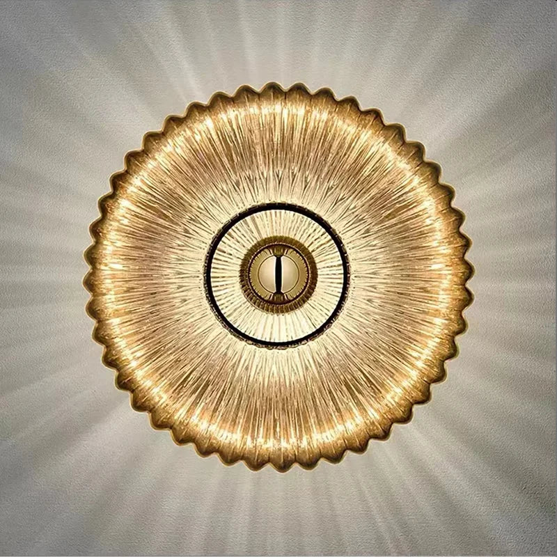 Textured Glass Sconce Fixture Warm Glow Indoor Accent Light Shell Shape for Entryway Bedroom Hallway Contemporary Boho Art Deco Style