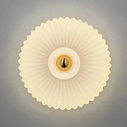 Textured Glass Wall Sconce Amber Finish Shell Design Bedroom Hallway Lighting Indoor Mounted Accent Fixture Vintage Modern Decorative Light