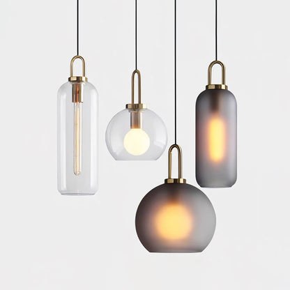 Glass Globe Hanging Light Fixture with Adjustable Cord for Dining Room Kitchen Island Bedroom Modern Minimalist Ceiling Pendant Lamp