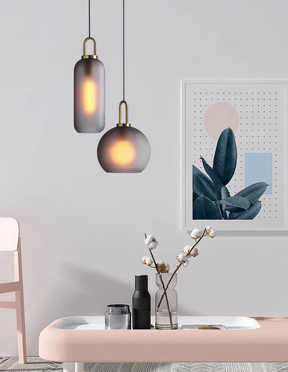 Glass Globe Hanging Light Fixture with Adjustable Cord for Dining Room Kitchen Island Bedroom Modern Minimalist Ceiling Pendant Lamp