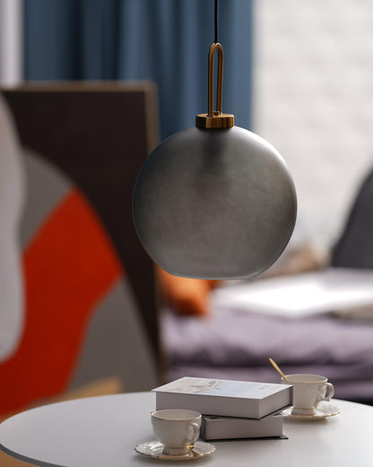 Glass Globe Hanging Light Fixture with Adjustable Cord for Dining Room Kitchen Island Bedroom Modern Minimalist Ceiling Pendant Lamp