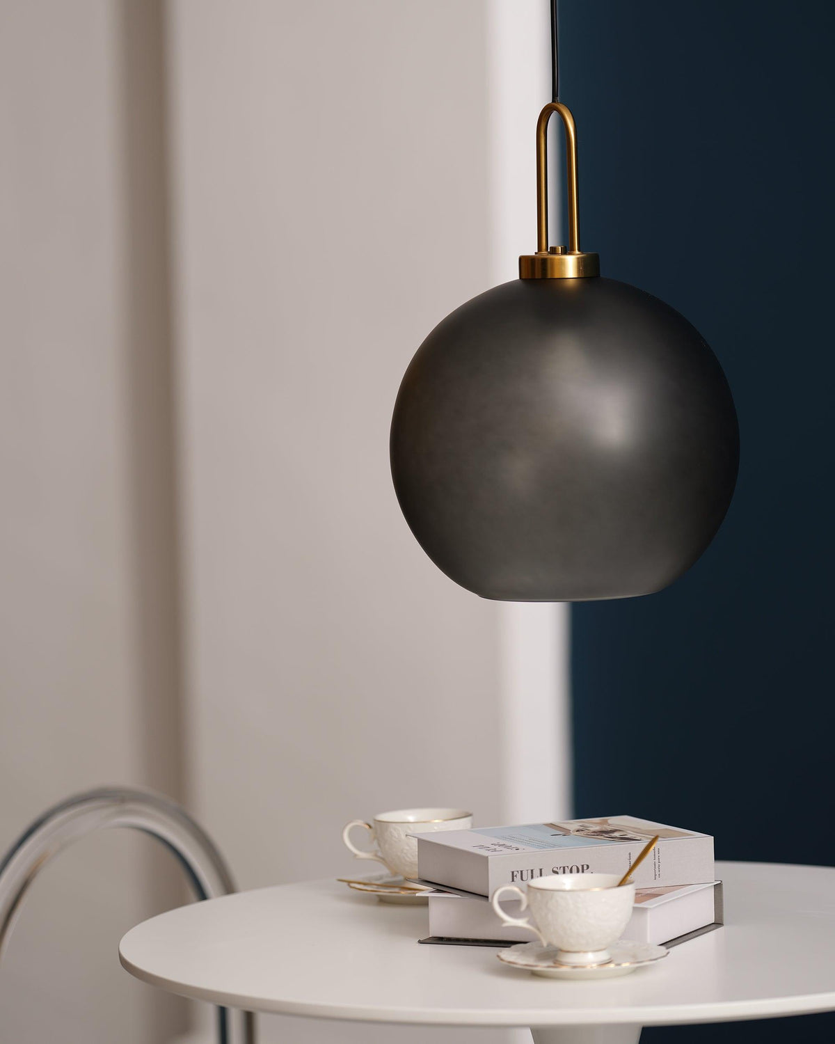 Glass Globe Hanging Light Fixture with Adjustable Cord for Dining Room Kitchen Island Bedroom Modern Minimalist Ceiling Pendant Lamp