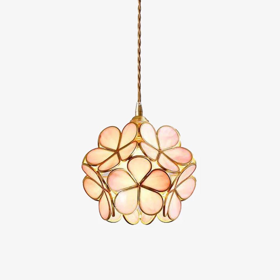 Glass Shade Hanging Fixture 8-Inch Brass Finish Ceiling Light for Kitchen Dining Room Entryway Hardwired with Adjustable Cable
