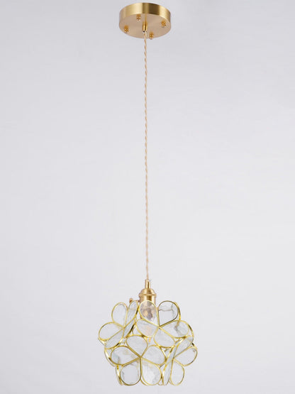 Glass Shade Hanging Fixture 8-Inch Brass Finish Ceiling Light for Kitchen Dining Room Entryway Hardwired with Adjustable Cable