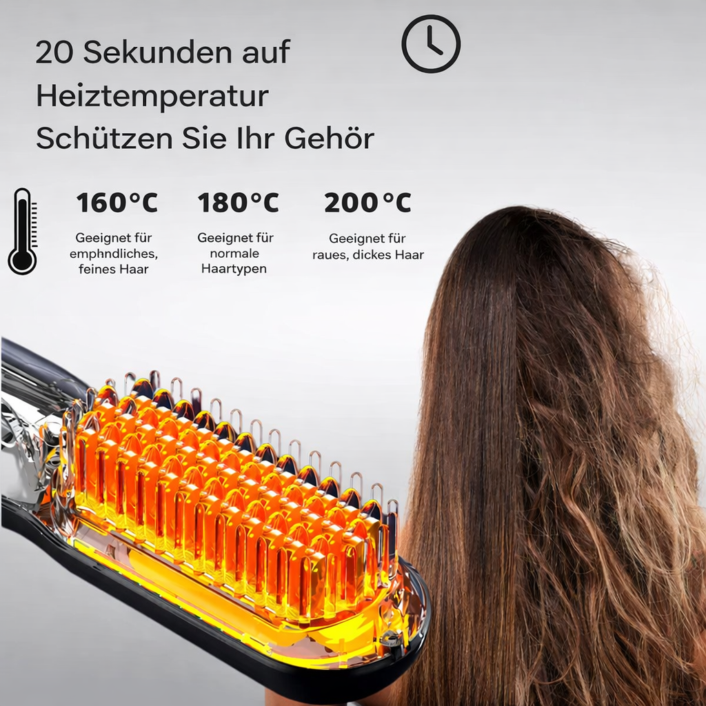 Rechargeable Cordless Hair Straightening Brush Heated Styling Tool Anti-Frizz Ionic Technology Travel-Friendly Portable Heat Brush for Smoot