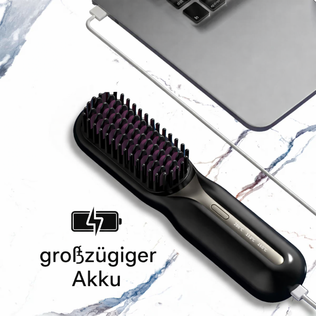 Rechargeable Cordless Hair Straightening Brush Heated Styling Tool Anti-Frizz Ionic Technology Travel-Friendly Portable Heat Brush for Smoot