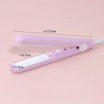 Compact Travel Hair Straightener and Curling Iron 2-in-1 Styling Tool with Ceramic Tourmaline Plates for Smooth Curls and Sleek Straight Hai