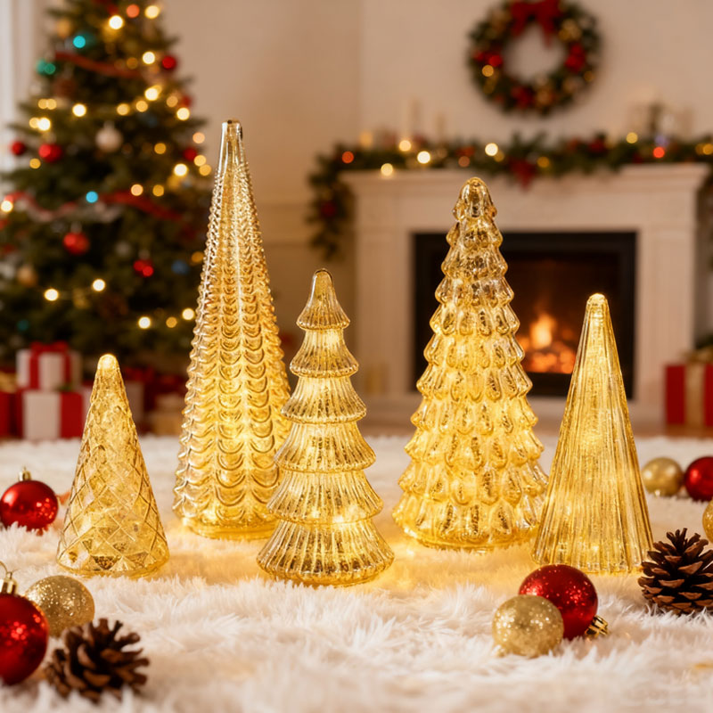 Ortekor Glowing Christmas Tree Set | Elegant Holiday Decor with Timer & Amber Lights for Cozy Ambiance