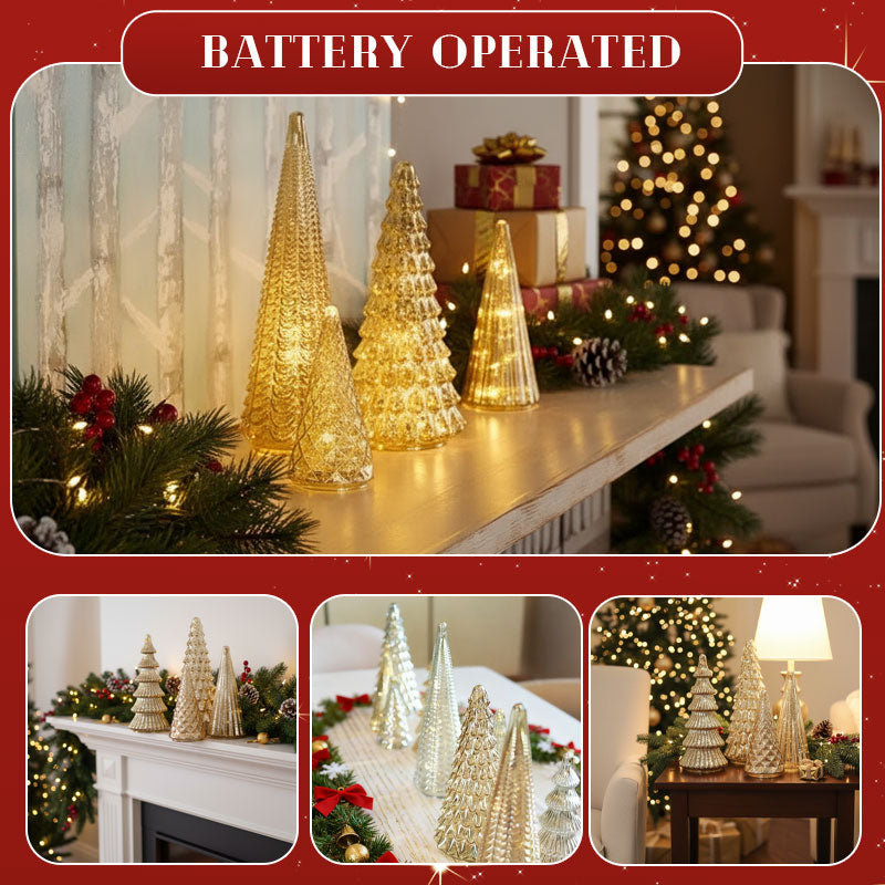 Ortekor Glowing Christmas Tree Set | Elegant Holiday Decor with Timer & Amber Lights for Cozy Ambiance