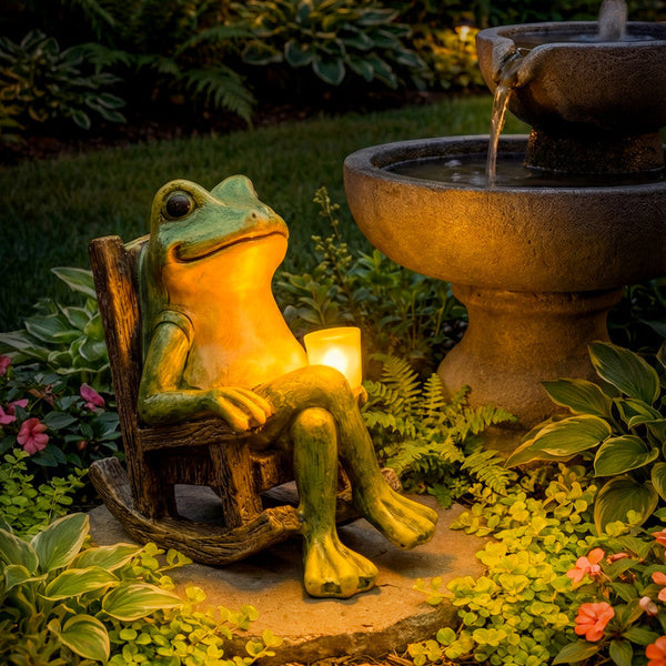 SOLARHOP – Garden Frog Statue with Auto Light Illumination