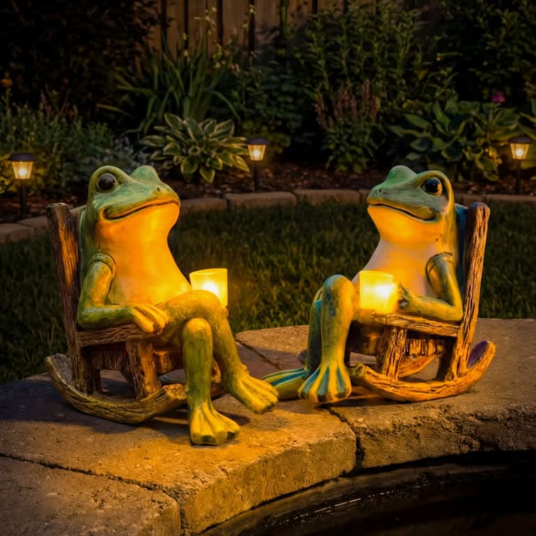 SOLARHOP – Garden Frog Statue with Auto Light Illumination