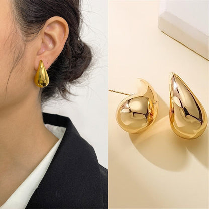 Women's Bold Teardrop Hoop Earrings in Stainless Steel – Lightweight Statement Jewelry for Everyday & Special Occasions